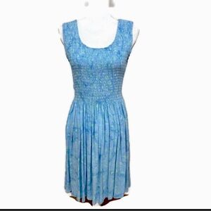 Go Fish Light Blue Batik Sleeveless Dress Size Medium